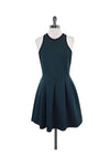 Neoprene Sleeveless Pleated Hidden Side Zipper Dress