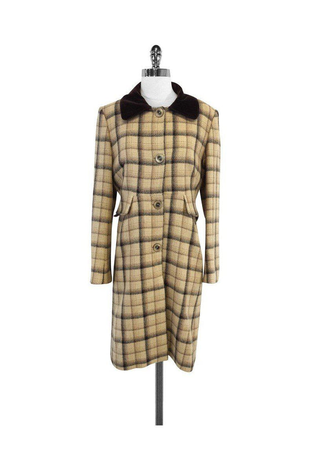 Tara Jarmon - & Brown Plaid Wool Coat Sz Current