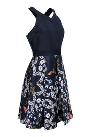 Ted Baker - Navy Butterfly Dress w/ Pleated Skirt Sz 2 Current Boutique