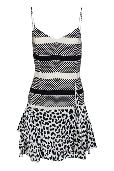 Striped Polka Dots Print Silk Party Dress/Slip Dress