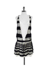 Striped Print Sleeveless Sheer Dress