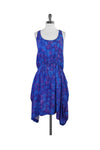 Pocketed Gathered Sleeveless Silk General Print Dress