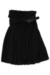 Strapless Leather Trim Polyester Empire Waistline Belted Back Zipper Draped Above the Knee Dress