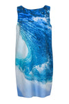 Tall General Print Round Neck Shift Short Beach Dress