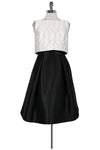 Tweed Flared-Skirt Sleeveless Pocketed Hidden Back Zipper Sequined Mesh Above the Knee Party Dress
