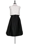 Above the Knee Tweed Sleeveless Mesh Hidden Back Zipper Pocketed Sequined Flared-Skirt Party Dress