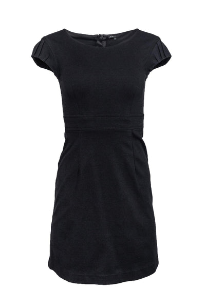A-line Round Neck Cap Sleeves Back Zipper Pleated Fitted Dress