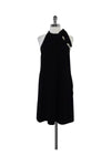 Pleated Pocketed Shift High-Neck Dress