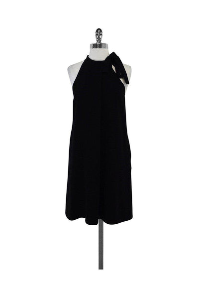 Shift High-Neck Pleated Pocketed Dress