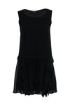 Round Neck Sleeveless Dropped Waistline Little Black Dress With Ruffles