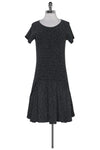 Round Neck Short Sleeves Sleeves Above the Knee Dropped Waistline Pocketed Dress