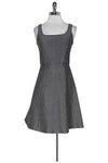 Zig Zag Print Flared-Skirt Square Neck Hidden Back Zipper Dress