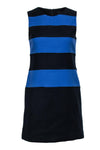 Striped Print Shift Pocketed Round Neck Dress