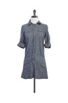 Front Zipper Pocketed Cotton 3/4 Sleeves Shirt Dress
