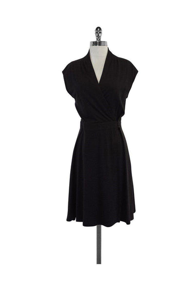 Cap Sleeves Plunging Neck Dress