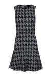 Fit-and-Flare Round Neck Sleeveless Dog Houndstooth Print Fitted Hidden Back Zipper Dress