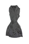 V-neck Sleeveless Silk Tie Waist Waistline Dress