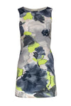 Short Hidden Side Zipper Fitted Floral Print Round Neck Dress