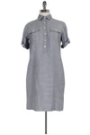 Shift Button Front Pocketed Short Sleeves Sleeves Collared Above the Knee Dress