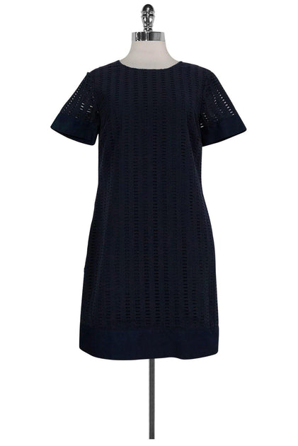 Theory - Navy Eyelet Dress Sz 6 – Current Boutique