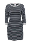 Round Neck Shift Striped Print Back Zipper Dress