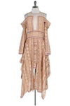 Polyester Slit Cutout Hidden Back Zipper Semi Sheer Long Sleeves Dress