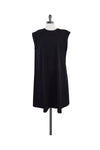 Cotton Shift Button Closure Pleated Pocketed Dress