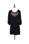 Beaded Hidden Side Zipper Silk Long Sleeves Dress