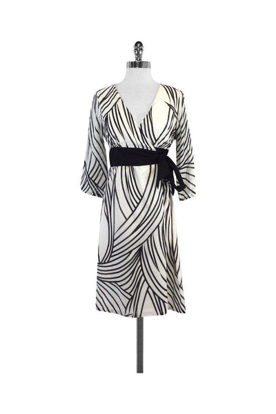 Wrap Striped Print Empire Tie Waist Waistline Dress