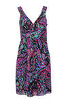 Tall Sleeveless Fit-and-Flare Metallic Flowy Fitted General Print Dress