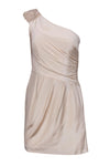 One Shoulder Cocktail Ruched Beaded Fitted Dress