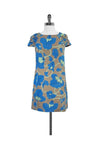 Floral Print Ruched Hidden Side Zipper Shift Dress