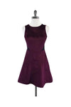 Flared-Skirt Sleeveless Velvet Hidden Back Zipper Mesh Dress