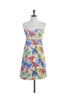 Strapless General Print Sweetheart Hidden Side Zipper Embroidered Dress