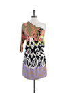 One Shoulder Gathered General Print Dress