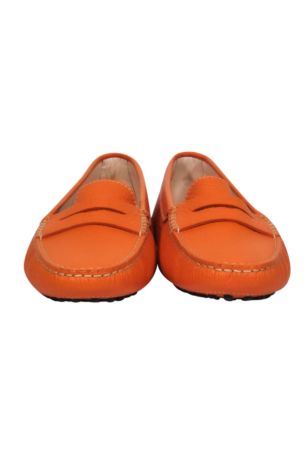 - Bright Orange Pebbled Leather Loafers Sz 6.5 – Current