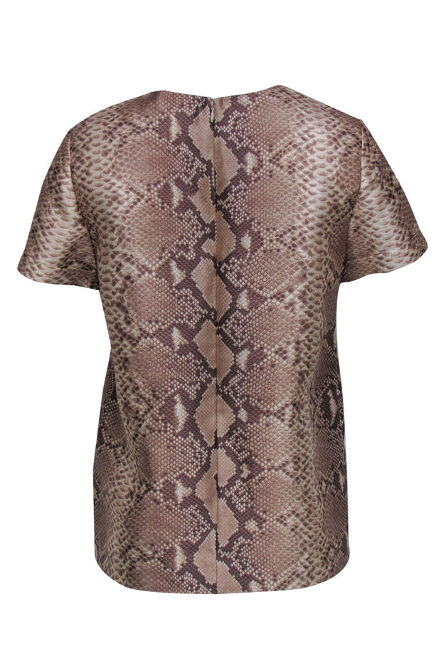 Tory Burch - Beige Snakeskin Print Short Sleeve Blouse Sz 8 – Current  Boutique