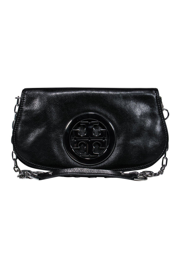 Tory Burch - Black Leather Crossbody w/ Silver Logo – Current Boutique