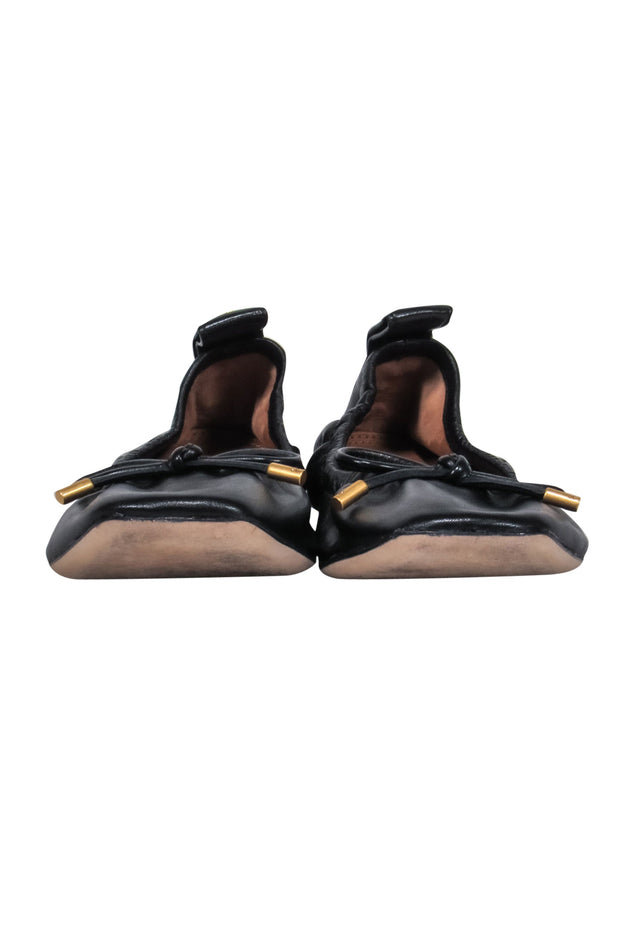 Tory Burch - Black Leather Square Toe Ballet Flats Sz 7 – Current Boutique