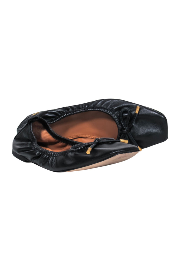 Tory Burch - Black Leather Square Toe Ballet Flats Sz 7 – Current Boutique