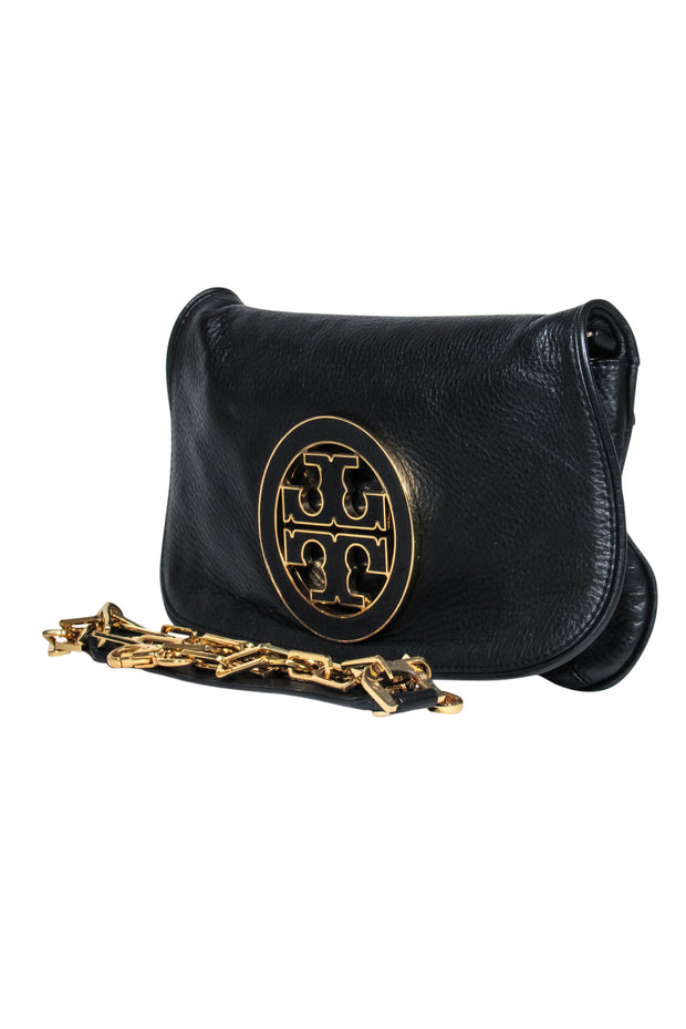 Tory Burch - Black Leather w/ Gold Chain Crossbody Clutch – Current Boutique