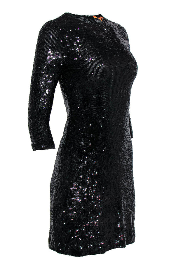 Tory Burch - Black Quarter Sleeve Sequin Fit & Flare Dress Sz XS – Current  Boutique