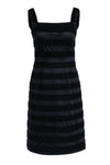 Square Neck Hidden Back Zipper Sheath Tea Length Summer Sheath Dress/Little Black Dress