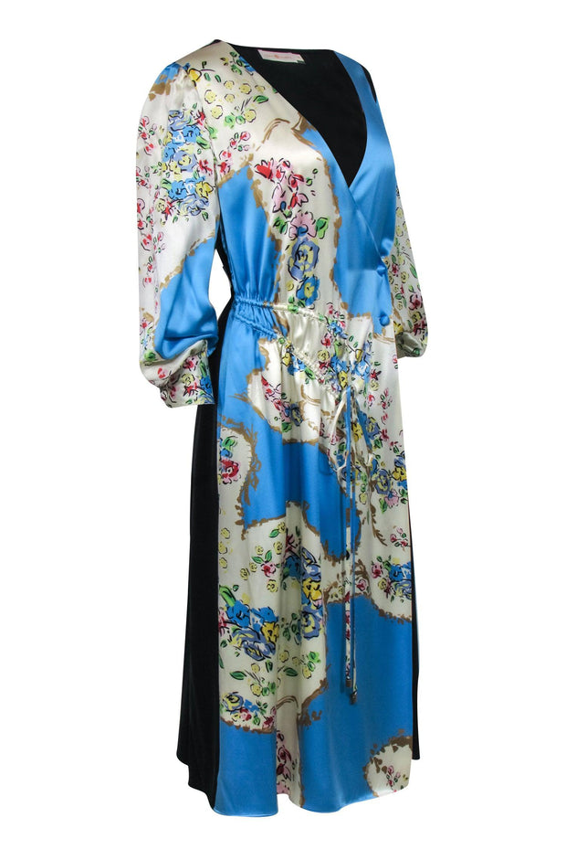 Tory Burch - Blue & Black Color Block Long Sleeve Drawstring Dress Sz –  Current Boutique