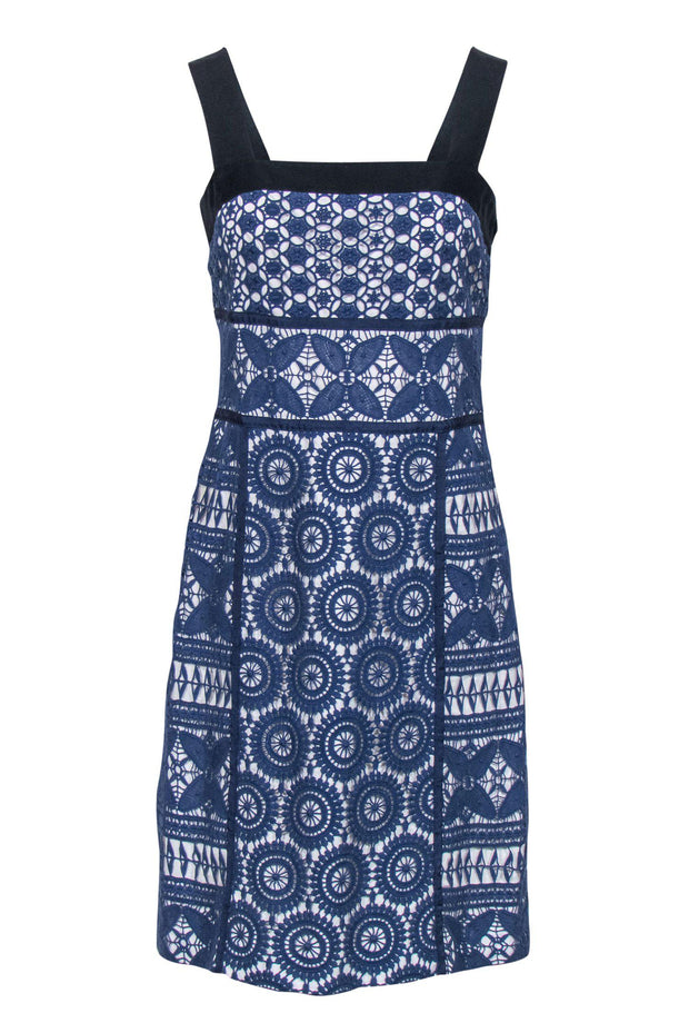 Tory Burch - Blue Lace Sleeveless Sheath Dress w/ White Lining Sz 6 –  Current Boutique