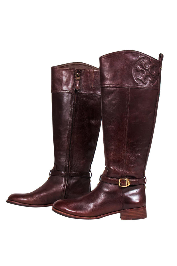 Tory Burch - Brown Leather Riding Boots w/ Buckle on Ankle Sz 7 – Current  Boutique
