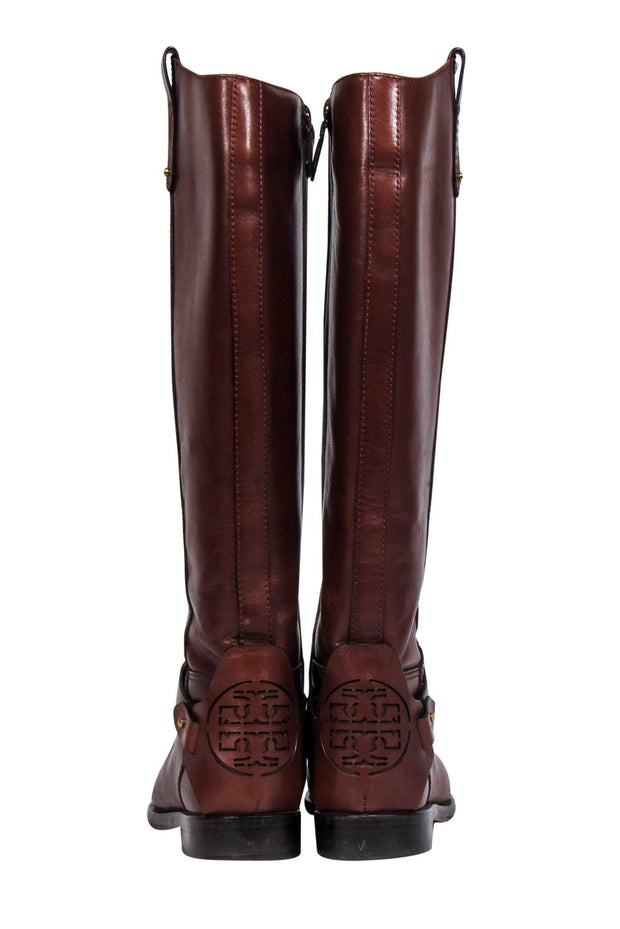 Tory Burch - Brown Leather Riding Boots w/ Logo on Heel Sz 7 – Current  Boutique