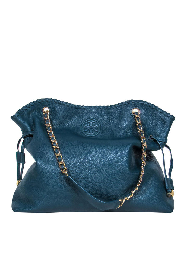 Tory Burch - Emerald Green Pebbled Leather Chain Strap Tote – Current  Boutique