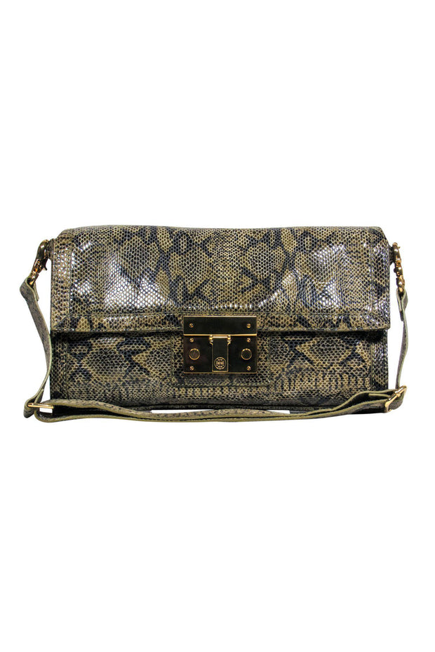 Tory Burch - Green Snakeskin Rectangular Shoulder Bag – Current Boutique