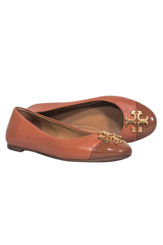 Tory Burch - Light Brown Leather Ballet Flats w/ Gold-Toned Logo Sz 5 –  Current Boutique